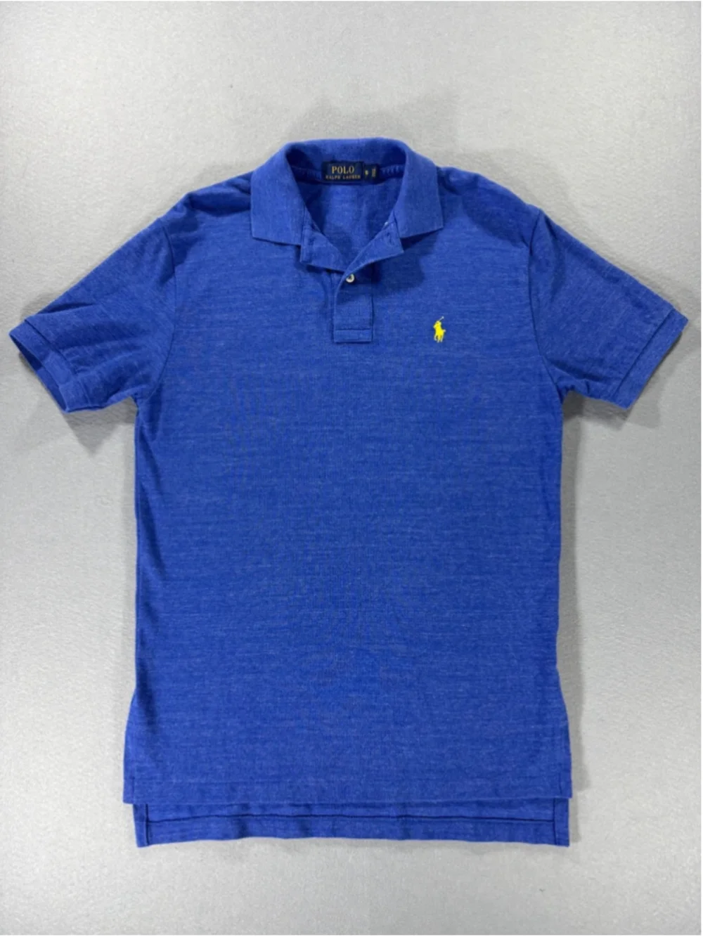 Ralph Lauren Blue Polo Shirt with Yellow Emblem Size Small